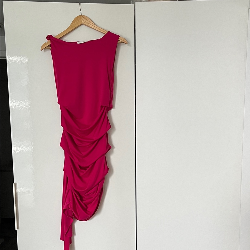 ZARA Rutched Fuchsia Dress - Picture 2 of 6